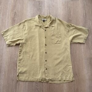 Tommy Bahama Shirt Mens XL Yellow 100% Silk‎ Solid